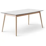 Hammel Furniture Esstisch "Meza Designtisch mit Auszugsfunktion und 2 Einlegeplatten", weiß (weiß, naturfarben), B:210cm H:73,5cm T:100cm, Tischplatte: Weiß laminat (MDF-Kante natur), Gestell: Weiß pigmentiertes Eiche, Mit nanobehandeltem Laminat, einer matten, seidigen