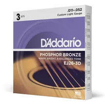 D'Addario EJ26-3D 11-52 Phosphor Bronze 3er Set