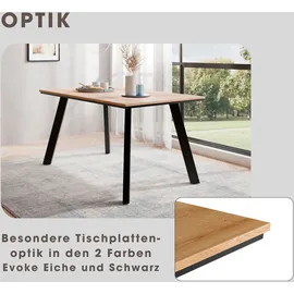 otto home Essgruppe OTTO HOME "Genf Tischgruppe, Esstisch plus 4 Stühle", grau (eichefarben, anthrazit,), Webstoff, Sitzmöbel-Sets, Essgruppe, Esstisch 138 cm, 4 Esszimmerstühle, moderne Tischplatte in Evoke eiche