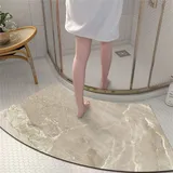 FCS Bathroom Gebogene Duschmatte Halbrund Weiche Kieselgur Badematte, wasserabsorbierend, schnell trocknend, rutschfeste Kieselgur Matte, Badteppich für Rundduschen(Size:45 * 100cm,Color:e)