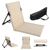 Klappbarer Strandstuhl atmungsaktiver stabiler tragbarer Strandstuhl mit Schwammfüllung und Mesh Pocket Tasche Leicht weiche stabile Klappstuhl zum Angeln, Wandern, (beige), Beach Lounge Stuhl