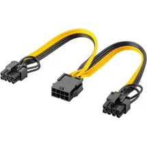 goobay 60000 Netzteil-Kabel 8-Pin-Buchse auf Dual 6+2-Stecker für PCIe, 0.23 m - Y-Adapter zur Verbindung von Netzteil und PCI-Express-Grafikkarte