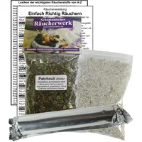 Patchouli zum räuchern 60ml Patchouliblätter 4-TLG Räucher-Set Patchouli Räucherwerk, 10x Räucherkohle, Räuchersand, Räucheranleitung. 82060-X63