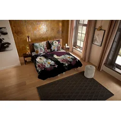 Wendebettwäsche »Marleen«, Mikrofaser, 135x200, Pflegeleicht, Reißverschluss, Wendeoptik, Blumen, 49909041-0 Bordeaux 1 St.