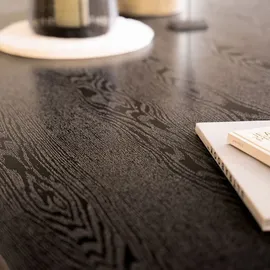 Home Deluxe Esstisch Eckig AVENCIA inkl. Sternfuß - Dark Oak 160 x 100 cm - mit schwarzem Metallgestell | Küchentisch, Esszimmer, Esszimmertisch