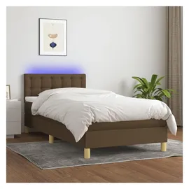 vidaXL Boxspringbett mit Matratze & LED Dunkelbraun 100x200 cm Stoff