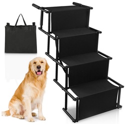 Lospitch Haustiertreppe Hundetreppe Faltbare Haustiertreppe 4-stufige Hunderampe Rampe schwarz