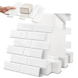 3d Fliesenaufkleber, 10-Stück Selbstklebend Fliesenaufkleber, Klebefliesen Küchenrückwand, Wandfliesen Metro Für Wohnzimmer, Schlafzimmer, Küche, Badezimmer(Weiß)