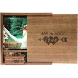 LXSINO 64 GB Holz USB Stick mit Lasergravur Mr & Mrs Design - 64 GB Holz USB 3.0 Flash-Speicherstick mit Fotografie Holzkiste (170 * 170 * 35mm) für Braut, Bräutigam, Liebhaber