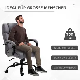 Vinsetto Bürostuhl Schreibtischstuhl Gaming Stuhl Drehstuhl Wippfunktion drehbar höhenverstellbar Belastbarkeit 220 kg Hellgrau