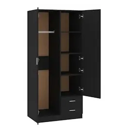 vidaXL Kleiderschrank Schwarz 80x52x180 cm Holzwerkstoff