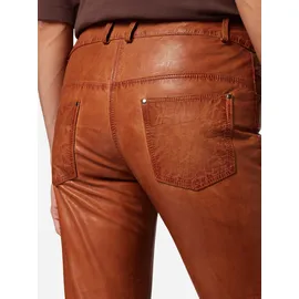 Ricano Dorin Damen, Lederhose/Lederjeans - 5-Pocket Stil (Slim Fit/Low Waist) - echtes (Premium) Lamm Leder cognac, Obermaterial: 100% Lammnappaleder LANA., figurbetont, Hosen 5-Pocket-Hose, Handgefertigt aus echtem
