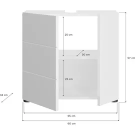 inn.furn Waschbeckenunterschrank weiß Hochglanz 60 cm Larik