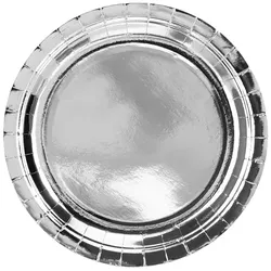 6 grosse Teller Silber Folie