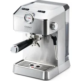 CASO Design Espresso Gourmet Siebträgermaschine silber mit Milchaufschäumer