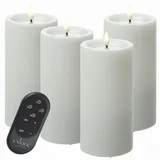 unique candles LED Kerzenset UNIQUE Rustik-Optik H: 15cm mit Batterien Fernb. 4er Set