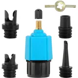 SUP Pumpenadapter, SUP Adapter für Kompressor, Stand Up Paddle Board Luftpumpe Adapter, mit 4 Gasdüse Sup Ventil Adapter, für Alle Arten Schlauchboot Kajaks Paddle Board Ventiladapter Zubehör (Blau)