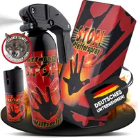 1 x Wilhelm Pfefferspray 470 ml + 40 ml Abwehrspray Selbstverteidigung CS Gas KO Spray hochdosiert (ca. 2 Mio. Scoville) effektives Verteidigungsspray