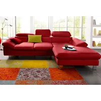 Cotta Ecksofa "Driver L-Form", rot, B:268cm H:73cm T:169cm, LEDER BEEFY (ein abgedecktes Spalt-Rindsleder) im Sitz und Rücken (Korpus in Kunstleder);Luxus-Kunstleder;Kunstleder SOFTLUX;NaturLEDER (echtes Rindsleder), Rückseite mit schwarzem Spannstoff bezogen,