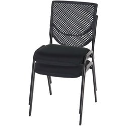 2er-Set Besucherstuhl H401, Konferenzstuhl stapelbar, Stoff/Textil ~ Sitz schwarz, Füße schwarz