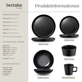 Tectake tectake® Küchenstarterset, Geschirrset aus Steingut, mit Glasur, hitzebeständig und kratzfest, inklusive 5 Küchenwerkzeugen