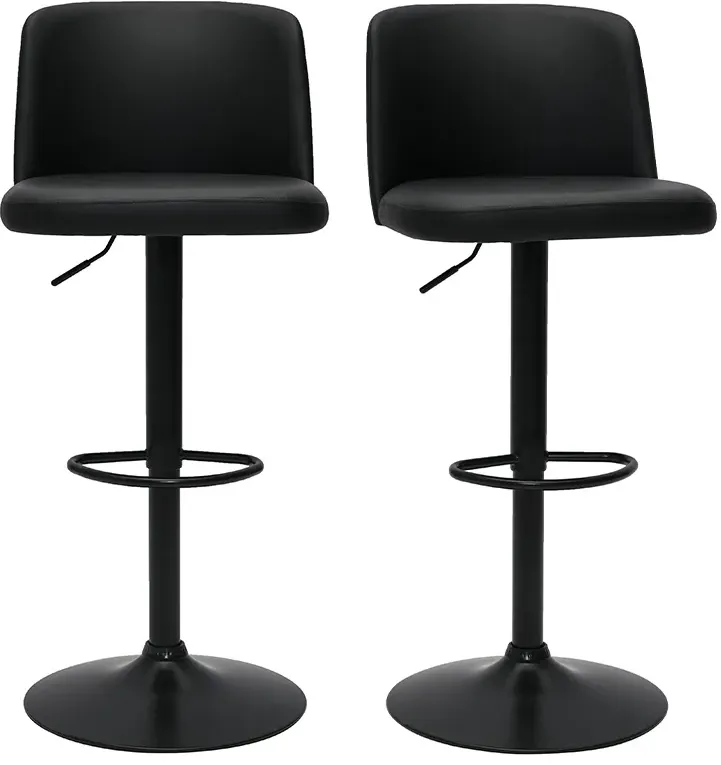 Tabourets de bar réglables en polyuréthane noir et métal noir (lot de 2) MONTI