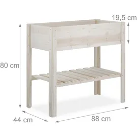 Relaxdays Hochbeet 88 x 43,5 x 80 cm weiß