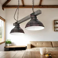 Licht-Erlebnisse Landhaus Pendellampe hakon Kupfer Antik mit Echt Holz