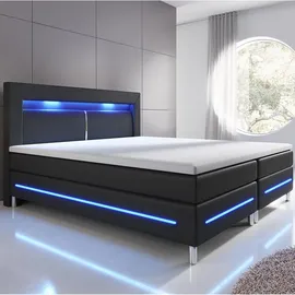 Juskys Boxspringbett Norfolk Schwarz 200 x 200 cm