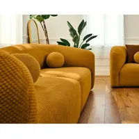 Lisa Design - Charles - 2-sitzer einzelsofa aus strukturiertem samt - gelb