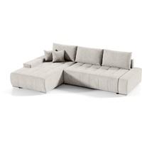 Compleo Ecksofa MONO L-Form Ecksofa mit Steppung, Schlafsofa aus Velourstoff, Breite: 265 cm, Modern Wohnzimmer beige