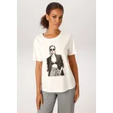 Aniston CASUAL T-Shirt in wollweiß-schwarz-grau-oliv-goldfarben-rot | Gr.: 40/42,