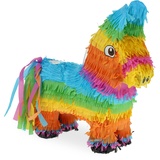 Relaxdays Pinata, Esel, Lama, Geburtstag, zum Aufhängen, Mädchen & Jungen, HBT 38 x 35 x 12 cm, Regenbogen, Kinder, bunt, 10042836