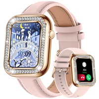 LIGE Damen Smartwatch für Android iOS,1.57" Diamant Smartwatch Bluetooth Anrufe mit Menstruationszyklus 21 Sportmodi Pulsuhr Schlafmonitor SpO2 Schrittzähler Silber Stahl Smartwatch Damen