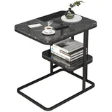 TWSOUL Beistelltisch Sofatisch mit 2 Ablagen,Sofatisch, Laptoptisch, 50 x 58.5 x 30 CM schwarz