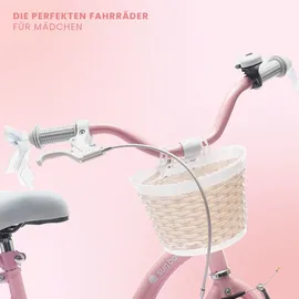 SUN BABY Mädchenfahrrad 14 Zoll Glocke Zusatzräder Schubstange Flower Bike rosa - Rosa