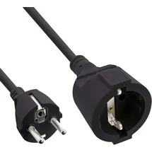 InLine InLine® Schutzkontakt-Verlängerung ST / BU, schwarz, 7m
