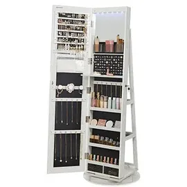Songmics Schmuckschrank Berit 360 Grad Drehbar Weiß