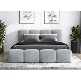 mebloland Polsterbett DONA- OM mit Bettkasten und Lattenrost - Grau