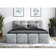 mebloland Polsterbett DONA- OM mit Bettkasten und Lattenrost - Grau