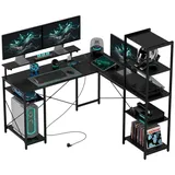 Homcom Schreibtisch, L-förmiger Computertisch 137 x 140 x 139,5 cm Schwarz