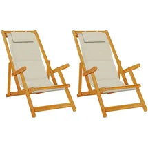 vidaXL Liegestuhl 61,5 x 123 x 82 cm taupe klappbar 2 St.