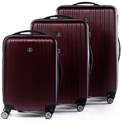 FERGÉ Kofferset 3 teilig Hartschale Toulouse, Trolley 3er Koffer Set, Reisekoffer 4 Rollen, Premium Rollkoffer rot