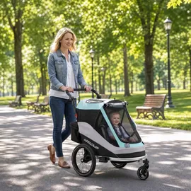 aiyaplay 2 in 1 Fahrradanhänger & Buggy Faltbar Hellblau