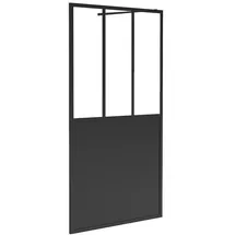 vente-unique Duschwand, schwarz matt Industriestil - Duschen, Duschtrennwände