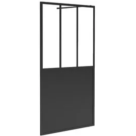 vente-unique Duschwand, schwarz matt Industriestil - Duschen, Duschtrennwände