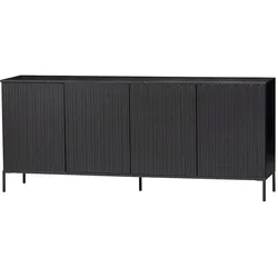 Schwarzes Skandi Stil Sideboard 200 cm breit 85 cm hoch