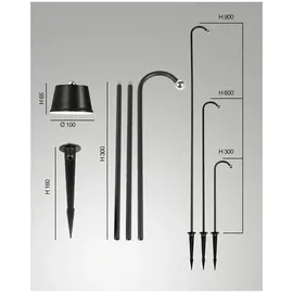 Fabas Luce Akku Erdspießstrahler Metall 3W 320lm inkl. Erdspieß schwarz