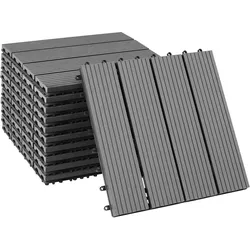 TECTAKE Set Terrassenfliesen Tegulas, WPC in Holzoptik - grau, 11er Set