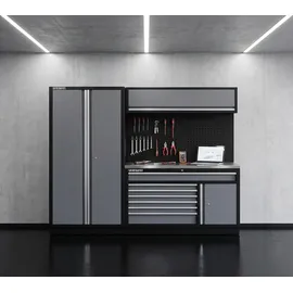 feistos Werkstattschrank Edelstahl schwarz